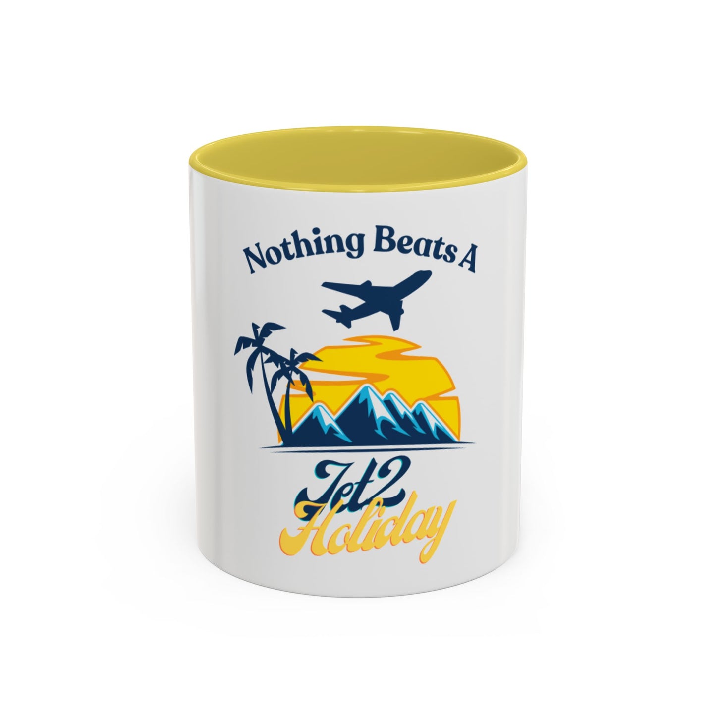 Travel Mug - "Nothing Beats a Jet2 Holiday" Sunset Plane Coffee Cup (11oz/15oz)