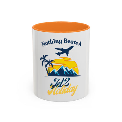 Travel Mug - "Nothing Beats a Jet2 Holiday" Sunset Plane Coffee Cup (11oz/15oz)