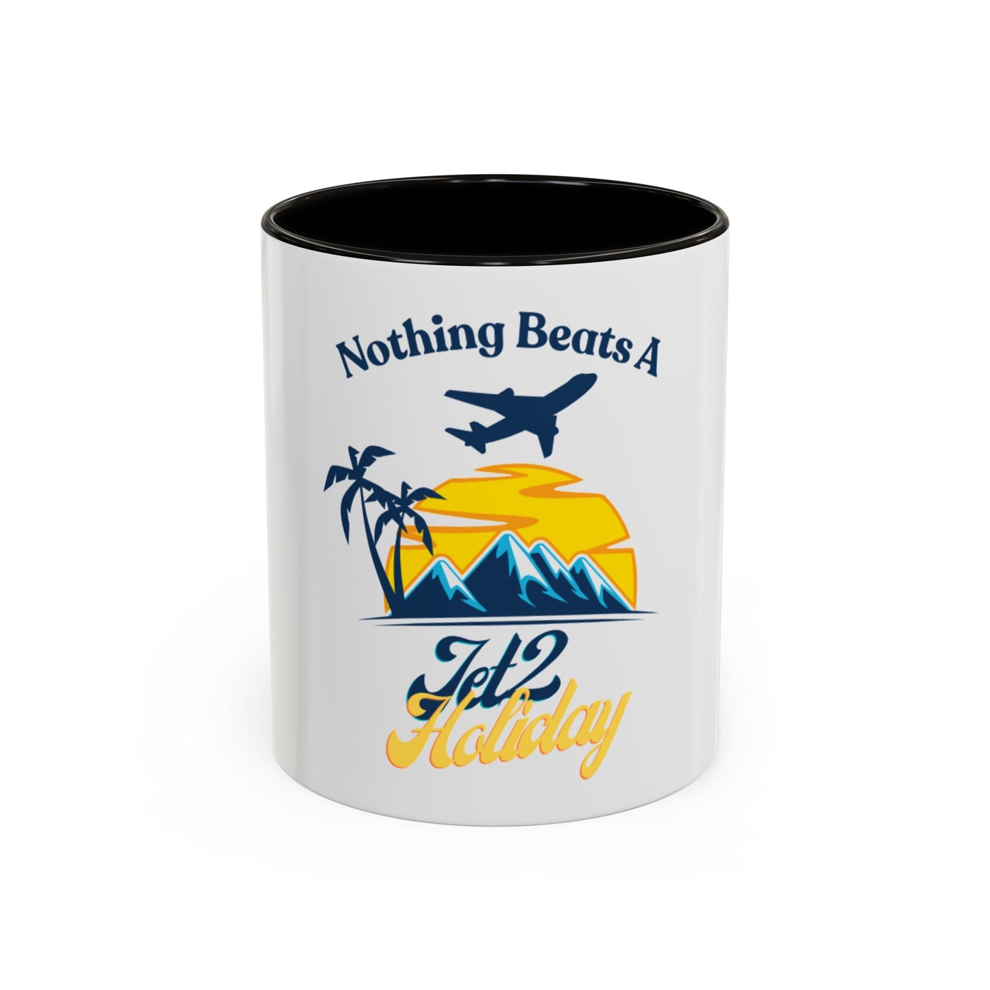 Travel Mug - "Nothing Beats a Jet2 Holiday" Sunset Plane Coffee Cup (11oz/15oz)