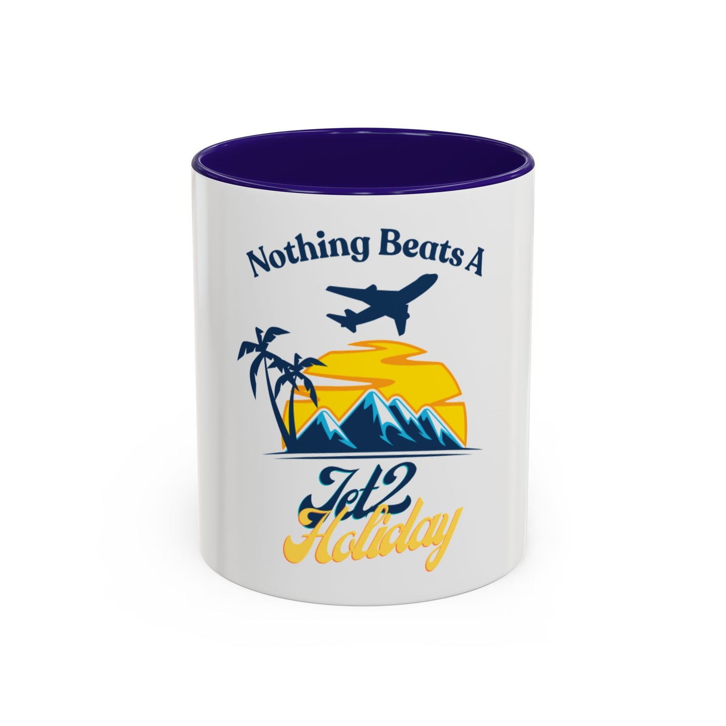 Travel Mug - "Nothing Beats a Jet2 Holiday" Sunset Plane Coffee Cup (11oz/15oz)