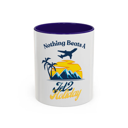 Travel Mug - "Nothing Beats a Jet2 Holiday" Sunset Plane Coffee Cup (11oz/15oz)