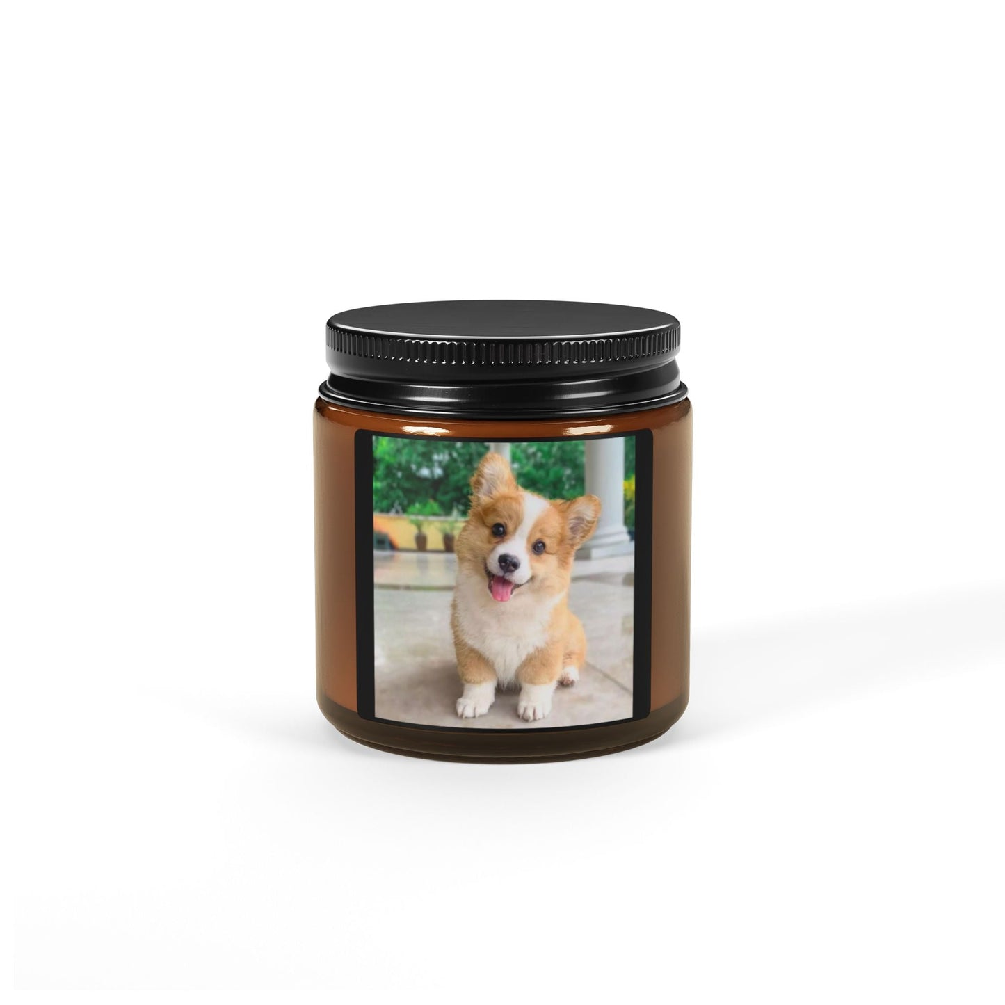 Amber Jar Soy Candle | Custom Pet Photo Scented Candle (Multi-Size)