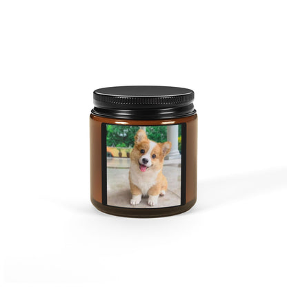Amber Jar Soy Candle | Custom Pet Photo Scented Candle (Multi-Size)