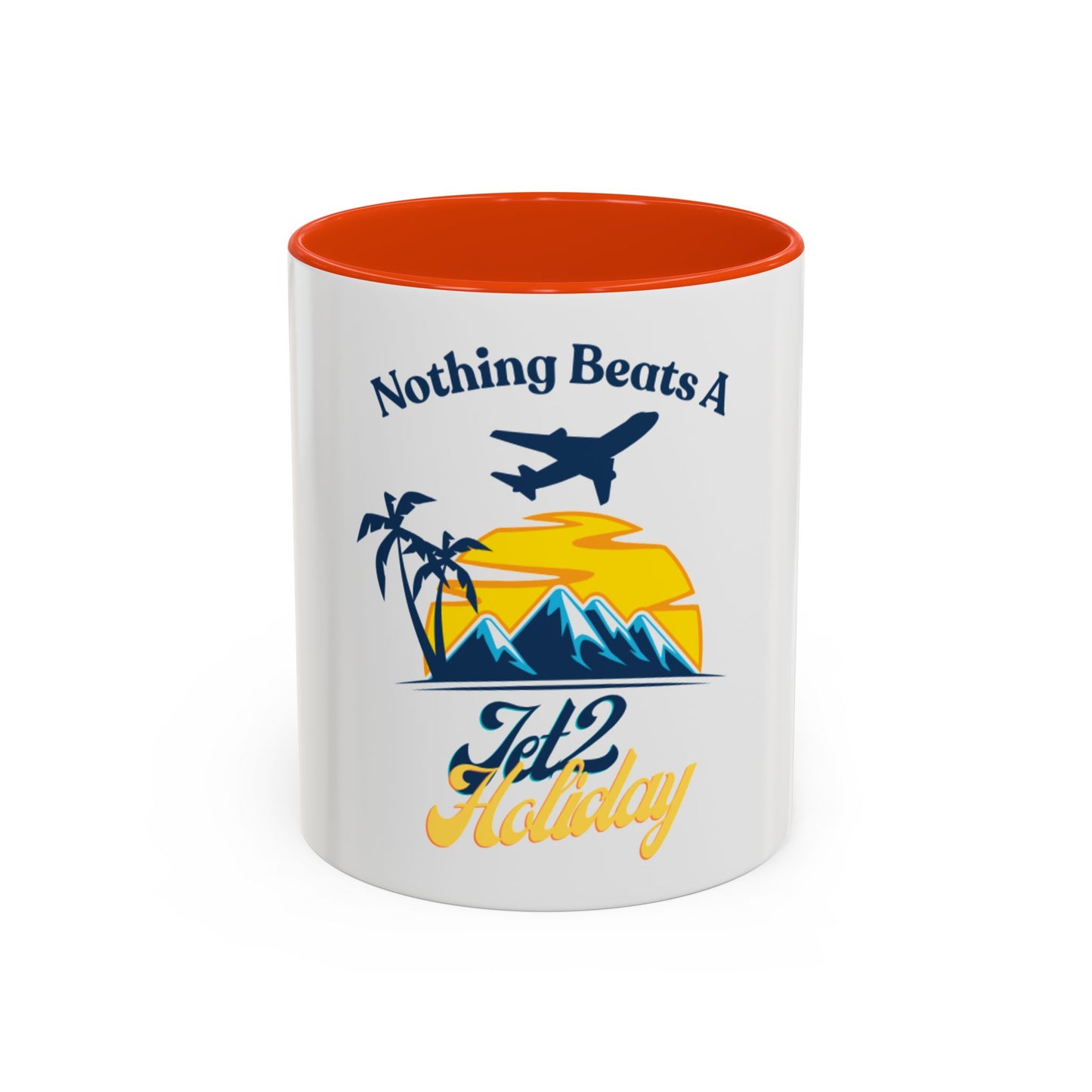 Travel Mug - "Nothing Beats a Jet2 Holiday" Sunset Plane Coffee Cup (11oz/15oz)