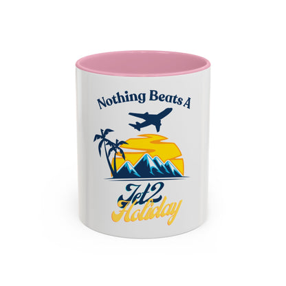 Travel Mug - "Nothing Beats a Jet2 Holiday" Sunset Plane Coffee Cup (11oz/15oz)