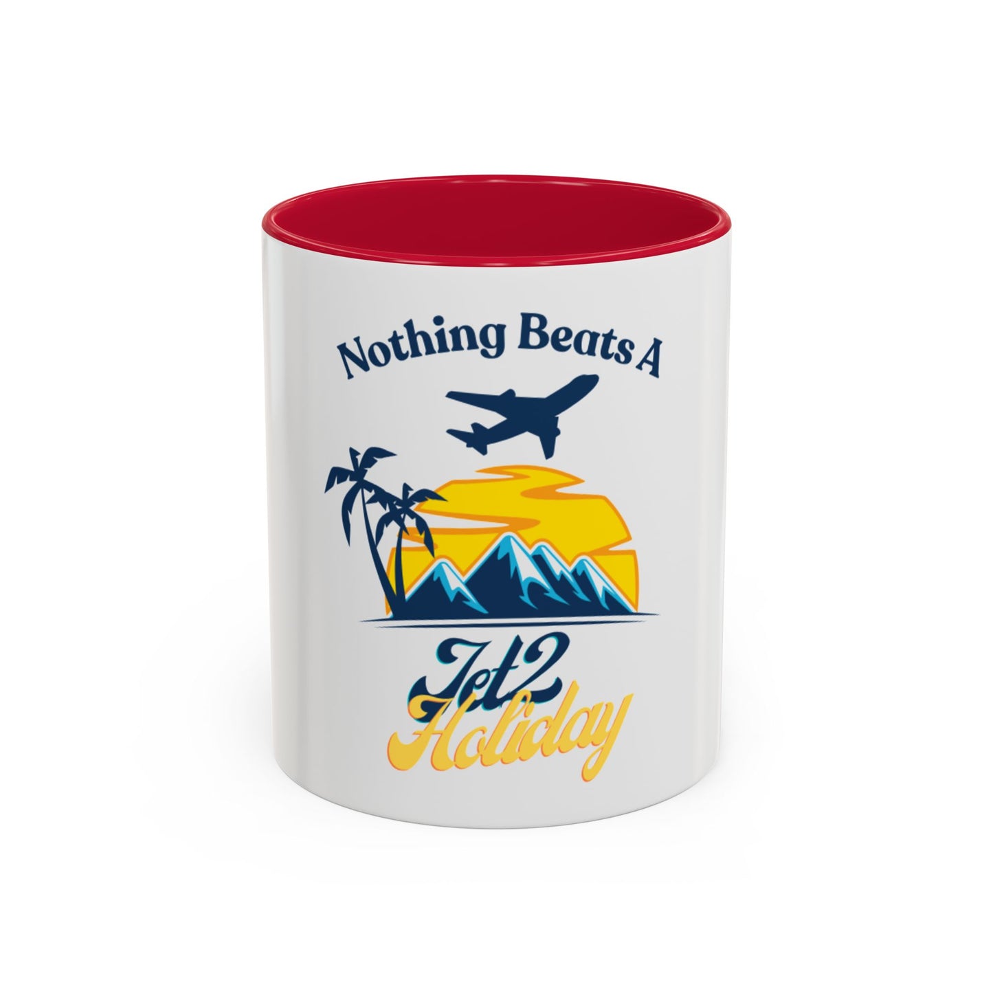 Travel Mug - "Nothing Beats a Jet2 Holiday" Sunset Plane Coffee Cup (11oz/15oz)